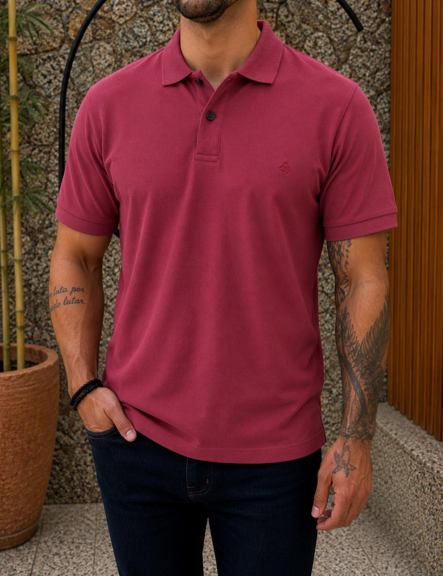Origin ανδρική κερασί πικέ Polo μπλούζα Plus Size 252717C - Origin - 